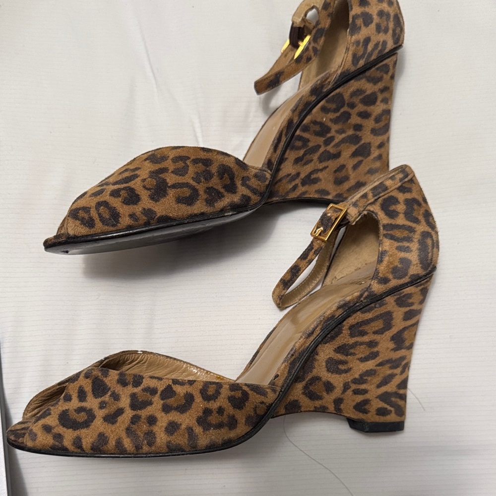 Stuart Weitzman Animal Print Wedge Sandals